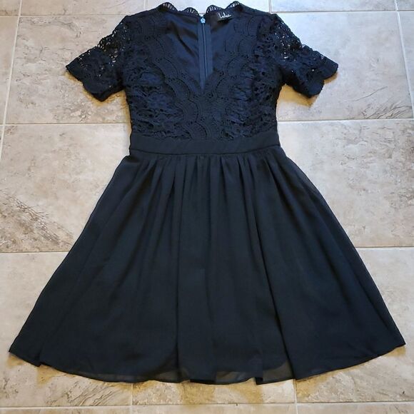 Lulus Angel in disguise black lace skater dress - Picture 5 of 13